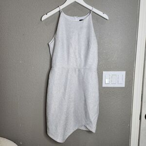 Topshop Silver Silver Shiny Mini Dress